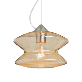 Buy satin-nickel-with-gold-bubble-glass-and-yellow-shade Besa Zen Cable Pendant Outdoor (Damp) Pendant by Besa
