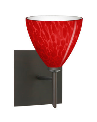 Buy bronze-with-red-cloud-glass-and-red-shade Besa Mia Mini Sconce with Square Canopy Outdoor (Damp) Sconce by Besa