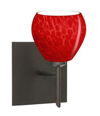 Buy bronze-with-red-cloud-glass-and-red-shade Besa Tay Tay Mini Sconce with Square Canopy Outdoor (Damp) Sconce by Besa