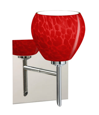 Buy chrome-with-red-cloud-glass-and-red-shade Besa Tay Tay Mini Sconce with Square Canopy Outdoor (Damp) Sconce by Besa