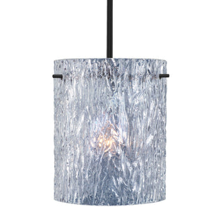 Buy black-with-clear-stone-glass-and-clear-textured-shade Besa Tamburo Stem Pendant Outdoor (Damp) Pendant by Besa