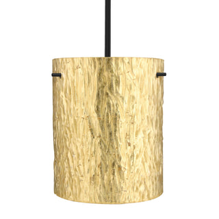 Buy black-with-stone-gold-foil-glass-and-gold-shade Besa Tamburo Stem Pendant Outdoor (Damp) Pendant by Besa
