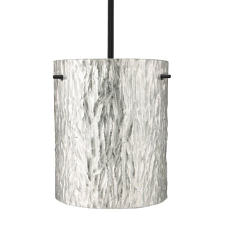 Buy black-with-stone-silver-foil-glass-and-silver-gray-shade Besa Tamburo Stem Pendant Outdoor (Damp) Pendant by Besa