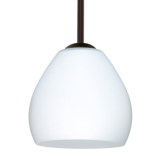 Buy bronze-with-opal-matte-glass-and-white-shade Besa Bolla Stem Pendant Outdoor (Damp) Pendant by Besa