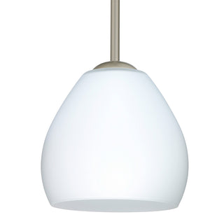 Buy satin-nickel-with-opal-matte-glass-and-white-shade Besa Bolla Stem Pendant Outdoor (Damp) Pendant by Besa