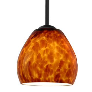 Buy black-with-amber-cloud-glass-and-amber-brown-shade Besa Bolla Stem Pendant Outdoor (Damp) Pendant by Besa