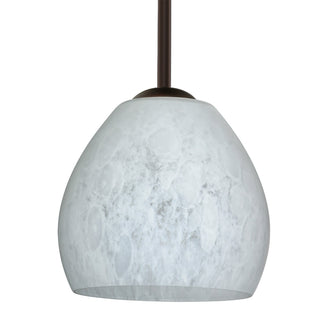 Buy bronze-with-carrera-glass-and-white-shade Besa Bolla Stem Pendant Outdoor (Damp) Pendant by Besa