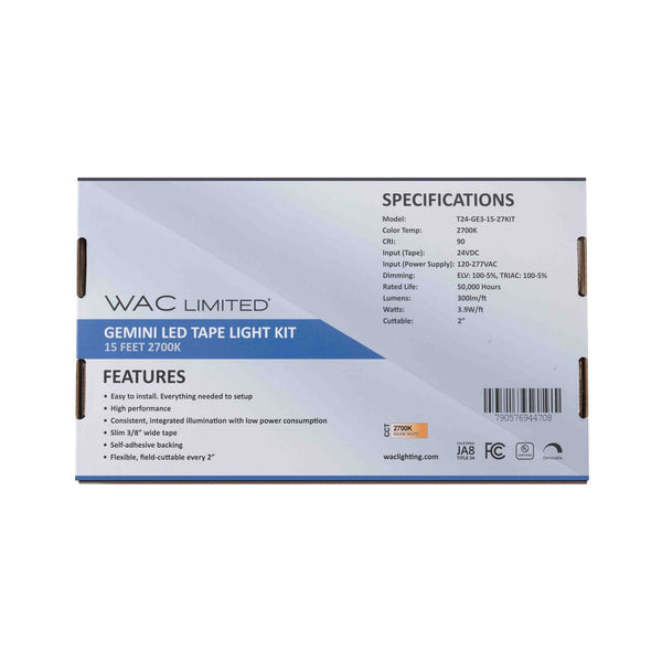 Gemini LED Tape Light by W.A.C. Lighting