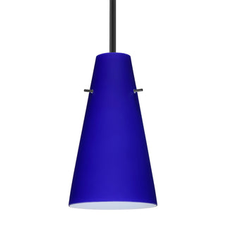 Buy black-with-cobalt-blue-matte-glass-and-blue-shade Besa Cierro Stem Pendant Outdoor (Damp) Pendant by Besa