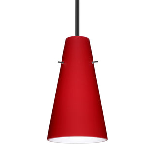Buy black-with-ruby-matte-glass-and-red-shade Besa Cierro Stem Pendant Outdoor (Damp) Pendant by Besa