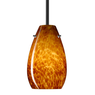 Buy black-with-amber-cloud-glass-and-amber-brown-shade Besa Pera Stem Pendant Outdoor (Damp) Pendant by Besa