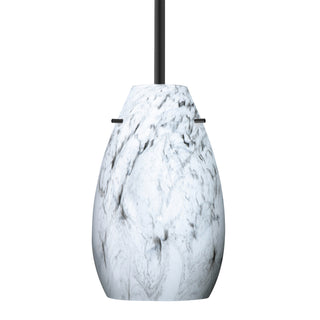 Buy black-with-marble-grigio-glass-and-white-shade Besa Pera Stem Pendant Outdoor (Damp) Pendant by Besa