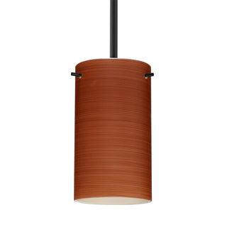 Buy black-with-cherry-glass-and-orange-shade Besa Stilo Stem Pendant Outdoor (Damp) Pendant by Besa