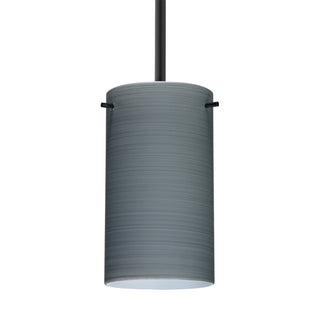 Buy black-with-titan-glass-and-silver-gray-shade Besa Stilo Stem Pendant Outdoor (Damp) Pendant by Besa