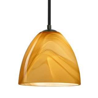 Buy black-with-honey-glass-and-yellow-shade Besa Vila Stem Pendant Outdoor (Damp) Pendant by Besa