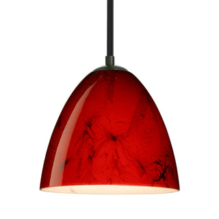 Buy black-with-magma-glass-and-red-shade Besa Vila Stem Pendant Outdoor (Damp) Pendant by Besa