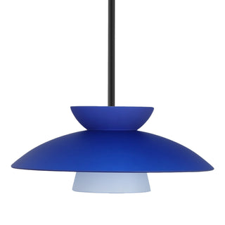 Buy black-with-blue-matte-glass-and-blue-shade Besa Trilo Stem Pendant Outdoor (Damp) Pendant by Besa