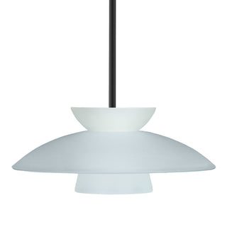 Buy black-with-frost-glass-and-white-shade Besa Trilo Stem Pendant Outdoor (Damp) Pendant by Besa