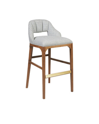 Buy morel-brown-brushed-brass-greenlight-powder Inga Collection Bar Stool by Currey and Company