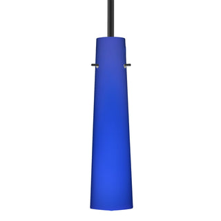 Buy black-with-cobalt-blue-matte-glass-and-blue-shade Besa Camino Stem Pendant Outdoor (Damp) Pendant by Besa