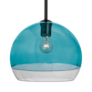 Buy black-with-coral-blue-clear-glass-and-blue-shade Besa Ally Stem Pendant Outdoor (Damp) Pendant by Besa