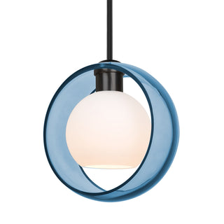 Buy black-with-trans-blue-opal-glass-and-blue-shade Besa Mana Stem Pendant Outdoor (Damp) Pendant by Besa