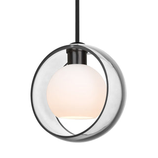 Buy black-with-trans-clear-opal-glass-and-clear-shade Besa Mana Stem Pendant Outdoor (Damp) Pendant by Besa