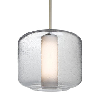 Buy satin-nickel-with-clear-bubble-opal-glass-and-clear-seedy-shade Besa Niles Stem Pendant Outdoor (Damp) Pendant by Besa