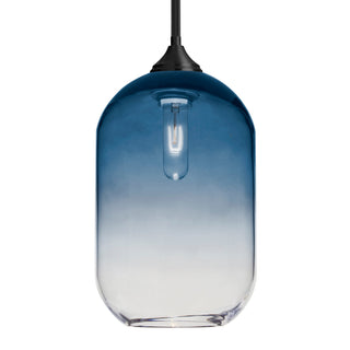Buy black-with-steel-clear-glass-and-blue-shade Besa Omega Stem Pendant Outdoor (Damp) Pendant by Besa