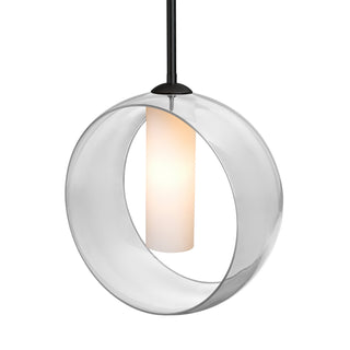 Buy black-with-clear-opal-glass-and-clear-shade Besa Plato Stem Pendant Outdoor (Damp) Pendant by Besa