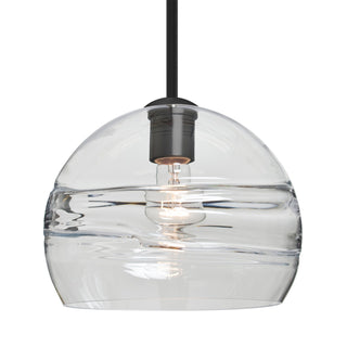 Buy black-with-clear-glass-and-clear-textured-shade Besa Spirit Stem Pendant Outdoor (Damp) Pendant by Besa
