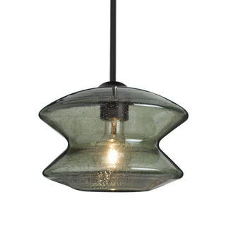 Buy black-with-moss-bubble-glass-and-green-shade Besa Zen Stem Pendant Outdoor (Damp) Pendant by Besa