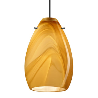 Buy black-with-honey-glass-and-yellow-shade Besa Pera Pendant Pendant by Besa