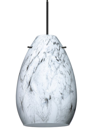 Buy black-with-marble-grigio-glass-and-white-shade Besa Pera Pendant Pendant by Besa