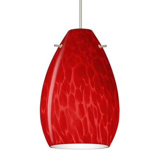 Buy satin-nickel-with-red-cloud-glass-and-red-shade Besa Pera Pendant Pendant by Besa