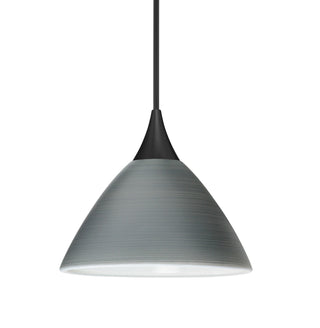 Buy black-with-titan-glass-and-silver-gray-shade Besa Domi Pendant Pendant by Besa