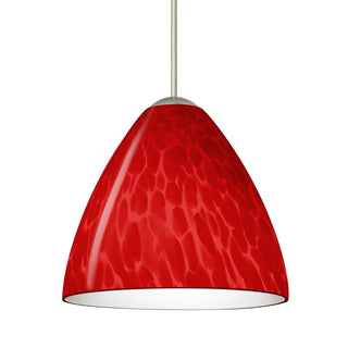 Buy satin-nickel-with-red-cloud-glass-and-red-shade Besa Mia Pendant Pendant by Besa