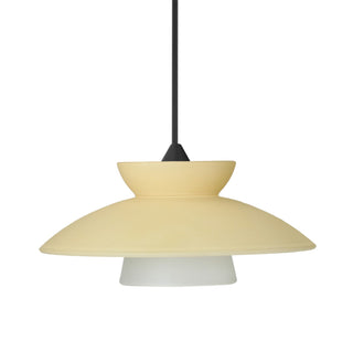 Buy black-with-champagne-glass-and-yellow-shade Besa Trilo Pendant Pendant by Besa