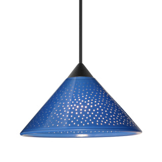 Buy black-with-blue-starpoint-glass-and-blue-shade Besa Kona Pendant Pendant by Besa