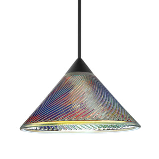 Buy black-with-dicro-swirl-glass-and-multicolor-shade Besa Kona Pendant Pendant by Besa