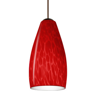 Buy bronze-with-red-cloud-glass-and-red-shade Besa Karli Pendant Pendant by Besa