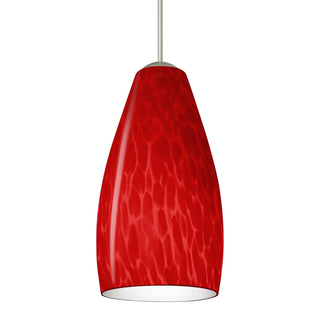 Buy satin-nickel-with-red-cloud-glass-and-red-shade Besa Karli Pendant Pendant by Besa