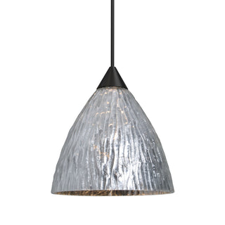Buy black-with-stone-silver-foil-glass-and-silver-gray-shade Besa Eve Pendant Pendant by Besa