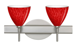 Buy satin-nickel-with-red-cloud-glass-and-red-shade Besa Mia Vanity Outdoor (Damp) Sconce by Besa