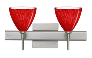 Buy satin-nickel-with-red-cloud-glass-and-red-shade Besa Mia Vanity with Square Canopy Outdoor (Damp) Sconce by Besa