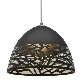 Buy satin-nickel-with-black-glass-and-silver-gray-shade Besa Kiev Pendant Outdoor (Damp) Pendant by Besa