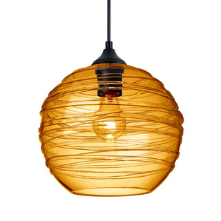Buy black-with-amber-glass-and-yellow-shade Besa Wave Outdoor Pendant Outdoor (Damp) Hanging Lanterns by Besa