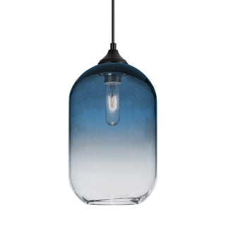 Buy black-with-steel-clear-glass-and-blue-shade Besa Omega Outdoor Pendant Outdoor (Damp) Hanging Lanterns by Besa