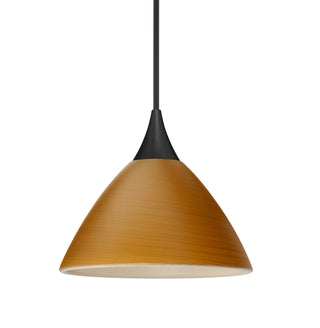 Buy black-with-oak-glass-and-amber-brown-shade Besa Domi Pendant Pendant by Besa