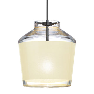 Buy black-with-creme-sand-glass-and-natural-cream-shade Besa Pica Pendant Pendant by Besa